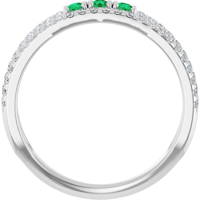Platinum Lab-Grown Emerald & 1/4 CTW Natural Diamond Ring